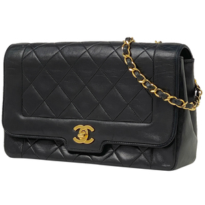 シャネル CHANEL ココマーク チェーン ショルダーバッグ マトラッセ シングルフラップ レザー ブラック レディース 【中古】