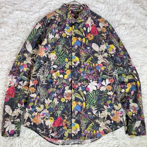 Paul Smith COLLECTION ポールスミスコレクション 長袖シャツ 花柄 フラワー 水彩画 ボタニカル 総柄 マルチカラー Lサイズ コットン