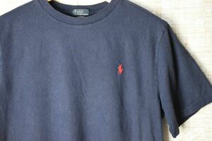 ☆US古着 Polo Ralph Lauren ラルフローレン ポニーロゴ 刺繍 Tシャツ ネイビー BOYS【XL】コットン　　　　　◆9577◆