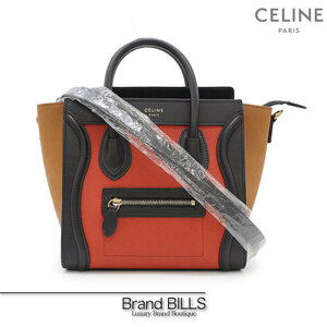 未使用品 CELINE セリーヌ ラゲージ ナノショッパー ハンドバッグ 2way 168243AAC.27FT トリコロール フォックスレッド タン