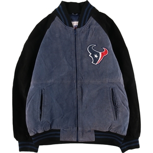 古着 NFL HOUSTON TEXANS ヒューストンテキサンズ オールレザースタジャン バーシティジャケット メンズL相当 /eaa496106