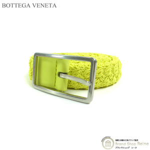 ボッテガ ヴェネタ （BOTTEGA VENETA） スクエア バックル クロシェ ベルト 70cm イエロー系（未使用品）中古