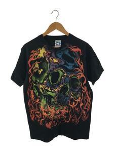 90s/1995年/LIQUID BLUE/Flaming Skull All Over Print/Tシャツ/L//