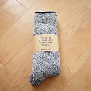 tHING FABRICS シングファブリックス CASHMERE PILE SOX カシミアパイルソックス WHT/NAVY ホワイト/ネイビー