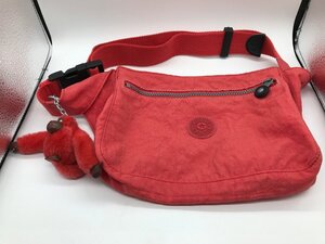 ■【YS-1】 キプリング KIPLING ウエストポーチ ■ ボディバッグ 赤系 横25cm×縦17cm 【同梱可能商品】K■