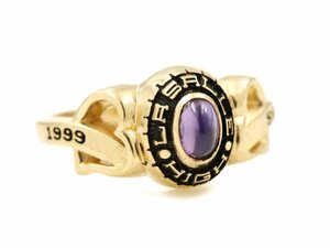 1999年 ARTCARVED ゴールドプレーテッド カレッジリング ビンテージ セールスマンサンプル ハート 紫石 12号 指輪