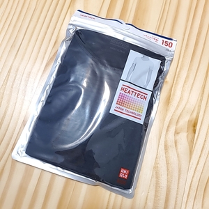 S507 UNIQLO ユニクロ HEATTECH ヒートテック 150 Uネック Tシャツ 子供 キッズ 黒 ブラック インナー シャツ 半袖 