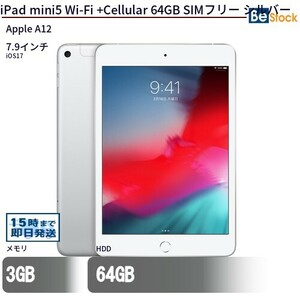 中古 タブレット iPad mini5 Wi-Fi +Cellular 64GB SIMフリー シルバー 本体 7.9インチ iOS17 Apple アップル 6ヶ月保証