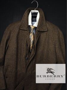 s53【贅沢の極みツイードカシミア】定価15万●BURBERRY COLLECTION●ステンカラーコート バーバリーコート メンズ 別格！綺麗！