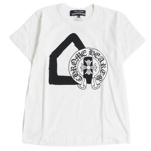 美品□クロムハーツ×コムデギャルソン DOVER STREET MARKET ホースシュー ロゴプリント 半袖Tシャツ/カットソー ホワイト M 日本製 正規品