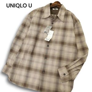 【新品 未使用】UNIQLO U ユニクロ ユー ルメール 秋冬★ チェック 長袖 ヘビーフランネル オーバー シャツ Sz.M メンズ　C4T10018_B#B