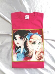 【未使用】北島マヤ＆姫川亜弓 　ガラスの仮面　特製グッズ　(Tシャツピンク) 「ロッテアイス×ガラスの仮面」 