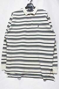 @美品 ラルフローレン RALPH LAUREN 長袖ポロシャツRB645 XXL ビックサイズ アメリカ古着 ボーダー