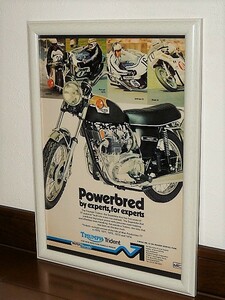 1974年 USA 洋書雑誌広告 額装品 Triumph 750 T160 trident トライアンフ トライデント ( A4size・A4サイズ )