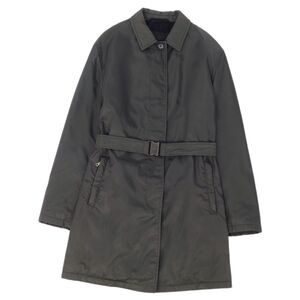 美品 プラダ PRADA ジャケット コート ロングスリーブ 長袖 ナイロン ベルト付き 無地 イタリア アウター レディース 38 cf08ed-rm05r07080