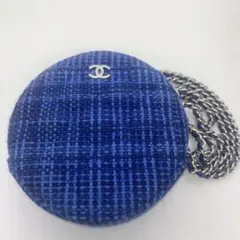 新品　CHANEL ココマークチェーン　青 ツイード チェーンショルダー