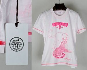 22 HERMES エルメス JUNGLE LOVE 半袖 Tシャツ 34 ジャングルラブ カットソー tee 白 b7884