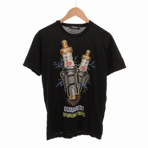 ディースクエアード DSQUARED2 プリントTシャツ カットソー ロゴ 半袖 M 黒 ブラック /FT ■EC メンズ