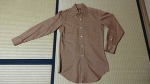 D’URBANダーバン茶色長袖ワイシャツ、Sサイズ（細身がはやった時代で、採寸値よりS）