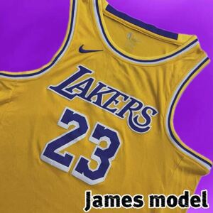 M■ NBA NIKE ナイキ LAKERS レイカーズ 23 レブロンジェームズ ユニフォーム タンクトップ 黄 イエロー Lサイズ バスケ 応援ユニ トップス