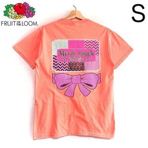 輸入古着 Fruit of the loom フルーツオブザルーム Tシャツ マートルビーチ コーラルレッド 両面プリント