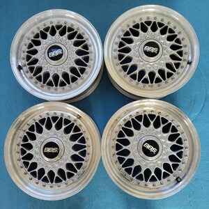 BBS RS189/15インチ6J ET+38　PCD：100/4Hハブ径約56mm 当時物！鍛造！希少 3ピースアルミホイール4本セット