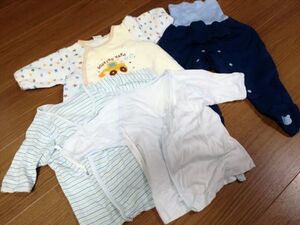 jjyk8-192 ■ CROISSANCE BEBE ■ ベビー カバーオール 短肌着 パンツ 4点セット ブルー 青 50 60 70