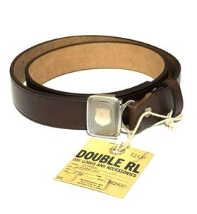 RRL DOUBLE RL ヴィンセンス レザーベルト ヴィンテージ加工 ダークブラウン 銀色バックル 32インチ