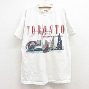 古着 TULTEX 半袖 ビンテージ Tシャツ キッズ ボーイズ 子供服 90s トロント ビル コットン クルーネック 白 ホワイト 24feb20