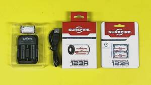 新品未開封 SUREFIRE 純正充電器＆充電池セットｘ2 正規輸入品