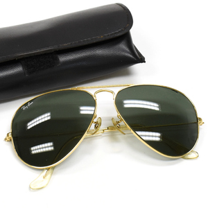 1円 ◆美品 RayBan レイバン サングラス ティアドロップ ボシュロム社 B&L USA メタル ゴールド グリーンレンズ◆E.Boo.hP-01