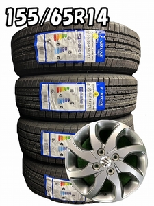 2022年製 155/65R14 75T Fortune FSR-901 新品 スタッドレス/中古 スズキ 純正 アルミホイール 4本【組み付け無料バランス込み】