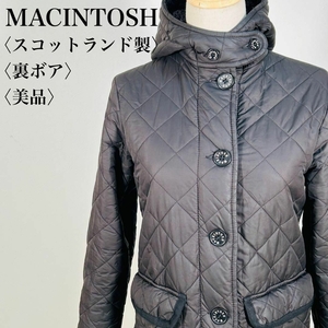 【極美品】Mackintosh マッキントシュ 裏ボア ダイヤキルティング ロングコート スコットランド製 ブラック ビジネスコア ストリートシック