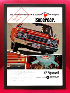 ポスター★1967 Plymouth Belvedere GTX 『Supercar』 広告★Mopar/モパー/プリマス/プリムス/426 HEMI/440