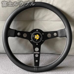 社外 MOMO ステアリング ハンドル prototipo プロトタイプ シルバースポーク ホーンボタン付き レザー スポーツ レーシング 345mm 汎用