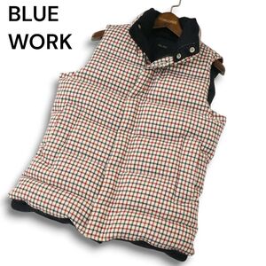 BLUE WORK ブルーワーク トゥモローランド 秋冬 ウール チェック★ ダウン ベスト Sz.1　メンズ　A4T12308_B#N