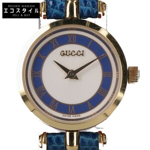 1円 GUCCI グッチ ウェブライン クオーツウォッチ 腕時計 ゴールド×ブルー レディース