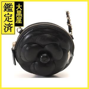 CHANEL 　シャネル　チェーンショルダーバッグ　カメリア　マトラッセ　ポーチ　ブラック　ラムスキン　AP2121【471】A