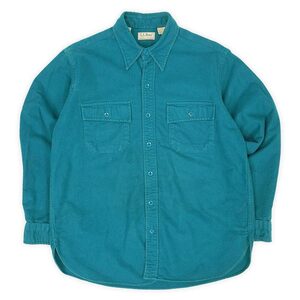 エルエルビーン L.L.Bean 80s シャモアクロス ワークシャツ USA製 ビンテージ (-3705) ティール / ブルーグリーン 16 1/2 L相当