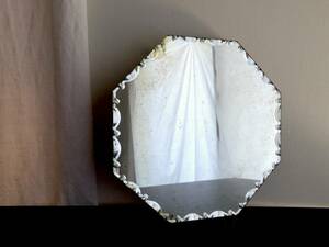 19世紀末-20世紀初期 フランス ミラー 27cm×27cm 鏡 姿見 器 皿 焼物 鉢 飾皿 陶器 民藝 骨董 古道具 美術 縫製 アンティーク 