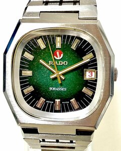1円～ RADO ラドー ジョラス グリーン文字盤 メンズ 自動巻き デイト アンティーク 稼働品 腕時計