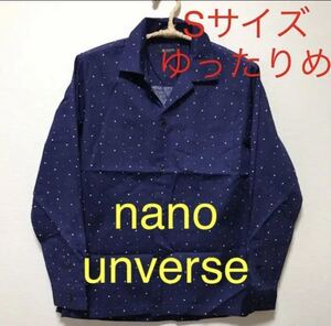 新品未使用nano unverse 長袖　ドットシャツ　Sサイズ　ネイビーレディース(ゆったりMサイズ)