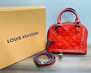 LOUIS VUITTON／モノグラム・ヴェルニ M91606 アルマBB ポムダムールレッド バッグ