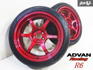 ●ADVAN Racing アドバン レーシング R6 18インチ 8J ＋45 5H 5穴 PCD100 鍛造 ホイール 2本セット タイヤ付 ZN6 ZC6 ZN8 ZD8 プリウス