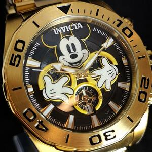 【Disney】INVICTA/メンズ腕時計/お洒落/激レア/ミッキーマウス/希少/プレゼントに/男性用/ゴールド.ブラック.黒色/Mickey/かわいい/高級