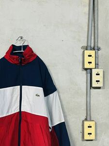 80s 80年代 アイゾッド ラコステ IZOD LACOSTE ナイロン ブルゾン ジャケット ベストトリコロール 赤 ビンテージ USA アメリカ 古着 レア