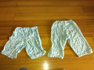 バラ売り可 ハンドメイド ペア 動物柄 ハーフパンツ 長ズボン 半ズボン綿パジャマどうぶつウエストゴム男の子キッズ水色ブルーバスコットン