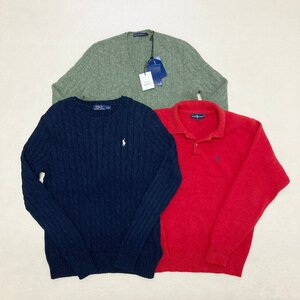 ●【タグ付き有】POLO RALPH LAUREN ポロ ラルフローレン 3点 ニット セーター 長袖 ロゴ 刺繍 レディース サイズMIX 卸 現状品 0.93kg●