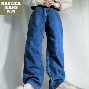 2000年代 NAUTICA JEANSノーティカ ジーンズ デニムパンツ ストレートデニム ダークブルー メンズ W34 アメカジ 00s 古着