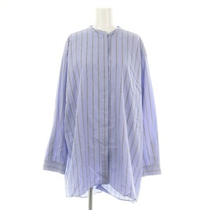 フローレント FLORENT バンドカラーストライプシャツ BANDCOLLAR STRIPE SHIRT ブラウス 長袖 フロントボタン 1 青